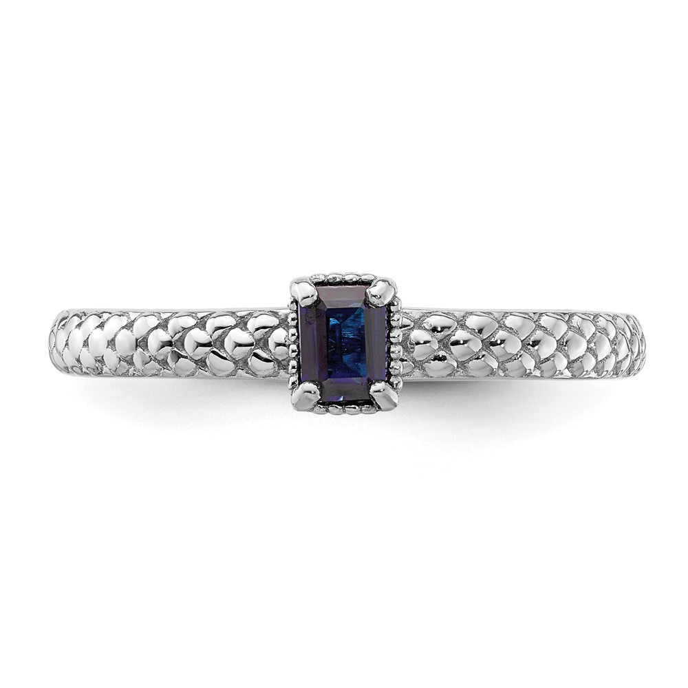 Sterlingsilber Stapelbar Expressions Erzeugt Saphir Einfach Stein Ring