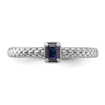 Sterlingsilber Stapelbar Expressions Erzeugt Saphir Einfach Stein Ring