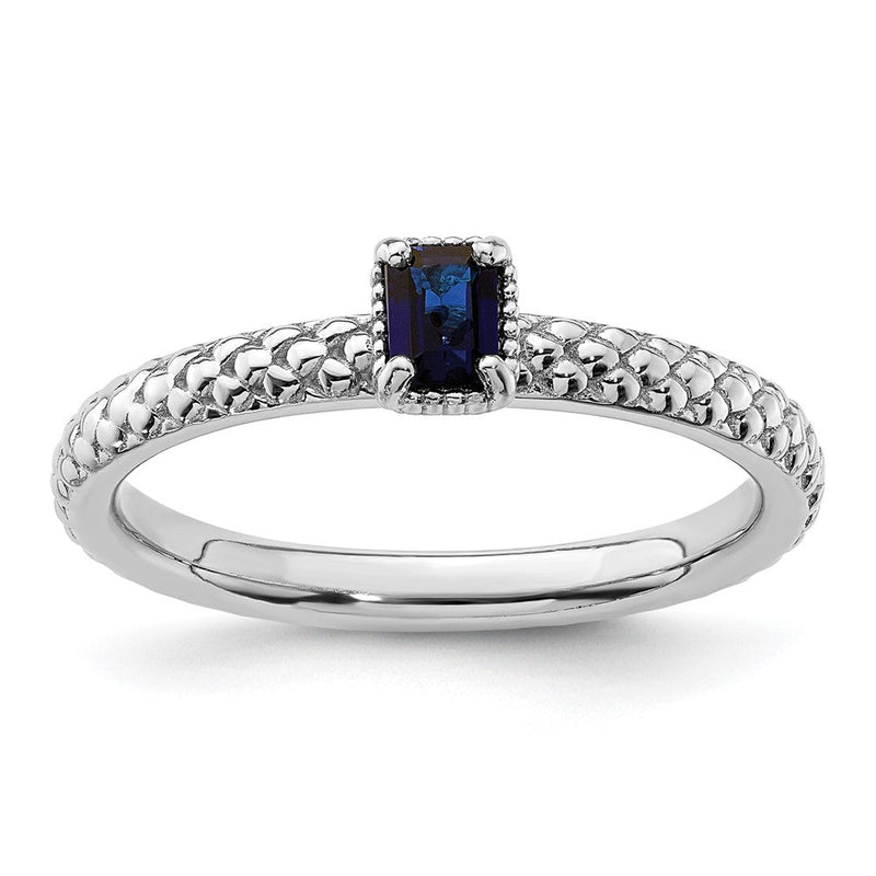 Sterlingsilber Stapelbar Expressions Erzeugt Saphir Einfach Stein Ring