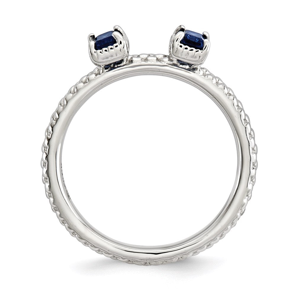 Sterlingsilber Stapelbar Expressions Erzeugt Saphir Zwei Stein Ring (size 5 Nur)