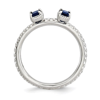 Sterlingsilber Stapelbar Expressions Erzeugt Saphir Zwei Stein Ring (size 5 Nur)