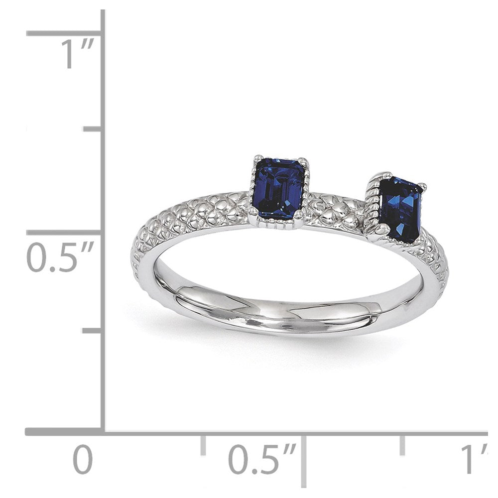 Sterlingsilber Stapelbar Expressions Erzeugt Saphir Zwei Stein Ring (size 5 Nur)