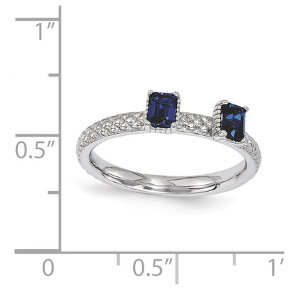 Sterlingsilber Stapelbar Expressions Erzeugt Saphir Zwei Stein Ring (size 5 Nur)