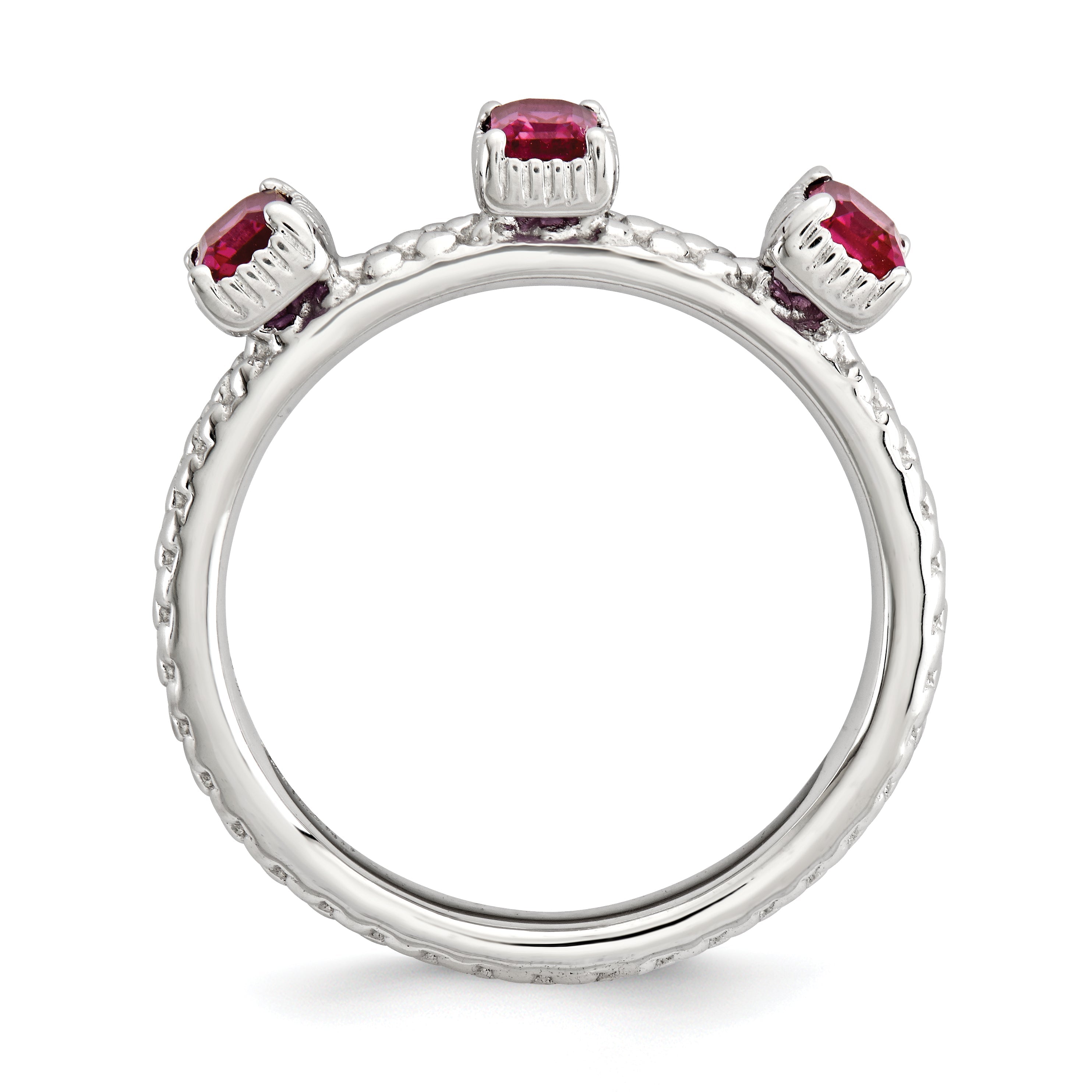Sterlingsilber Stapelbar Expressions Erzeugt Rubin Dreistein Ring