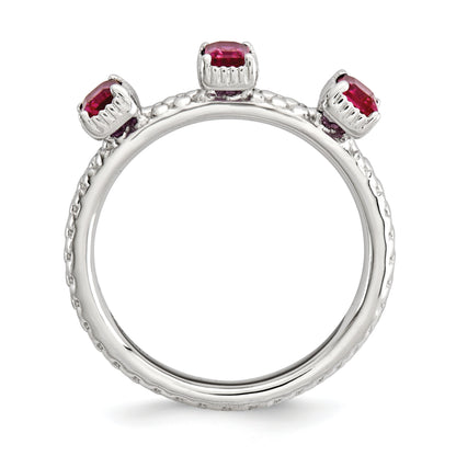 Sterlingsilber Stapelbar Expressions Erzeugt Rubin Dreistein Ring