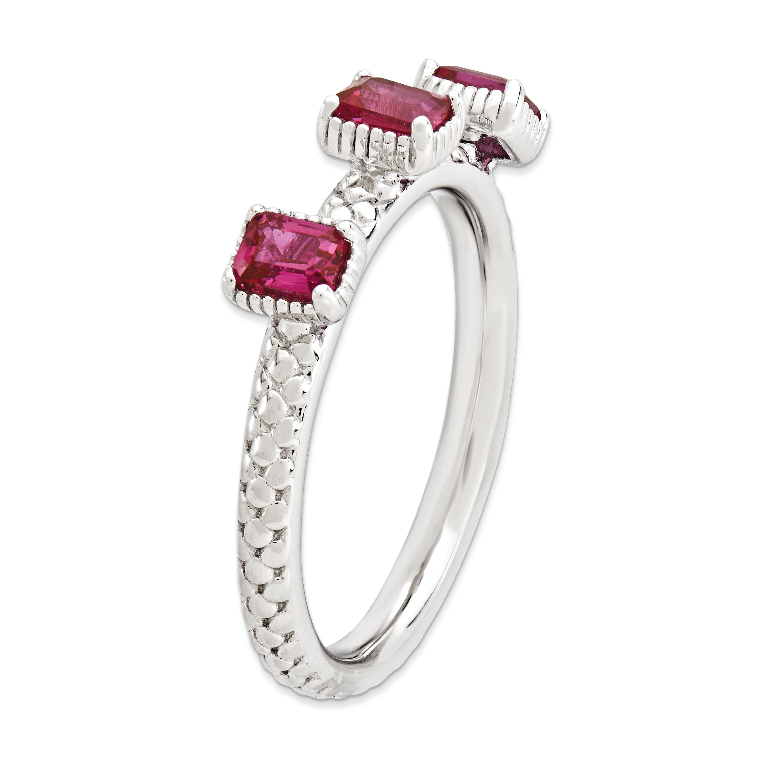 Sterlingsilber Stapelbar Expressions Erzeugt Rubin Dreistein Ring