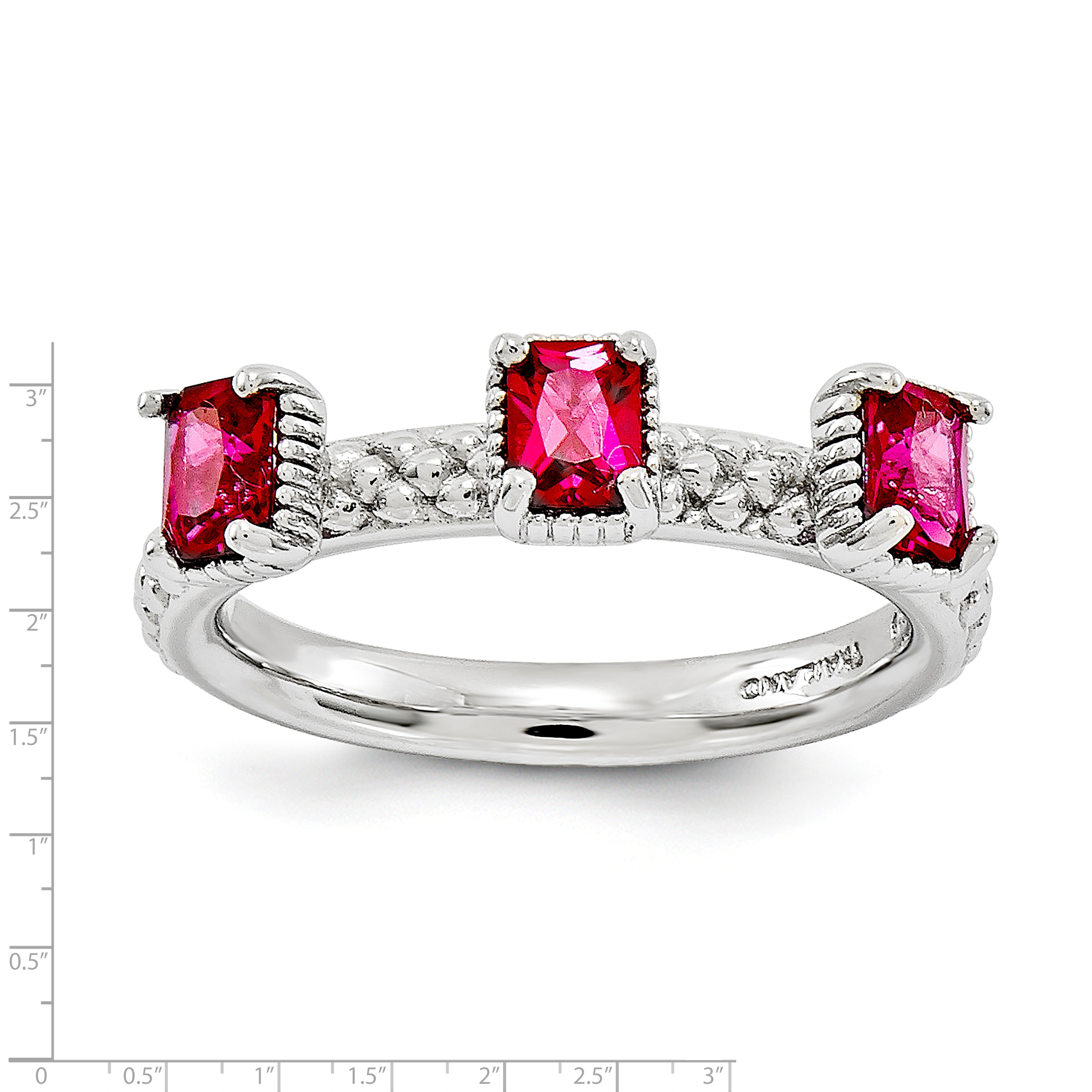 Sterlingsilber Stapelbar Expressions Erzeugt Rubin Dreistein Ring