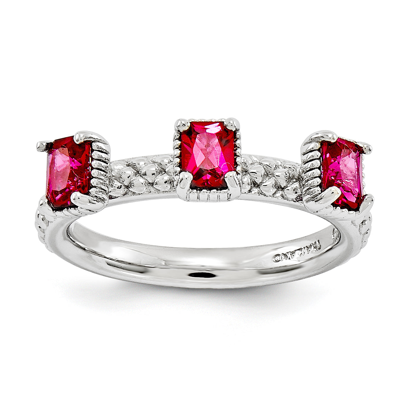 Sterlingsilber Stapelbar Expressions Erzeugt Rubin Dreistein Ring