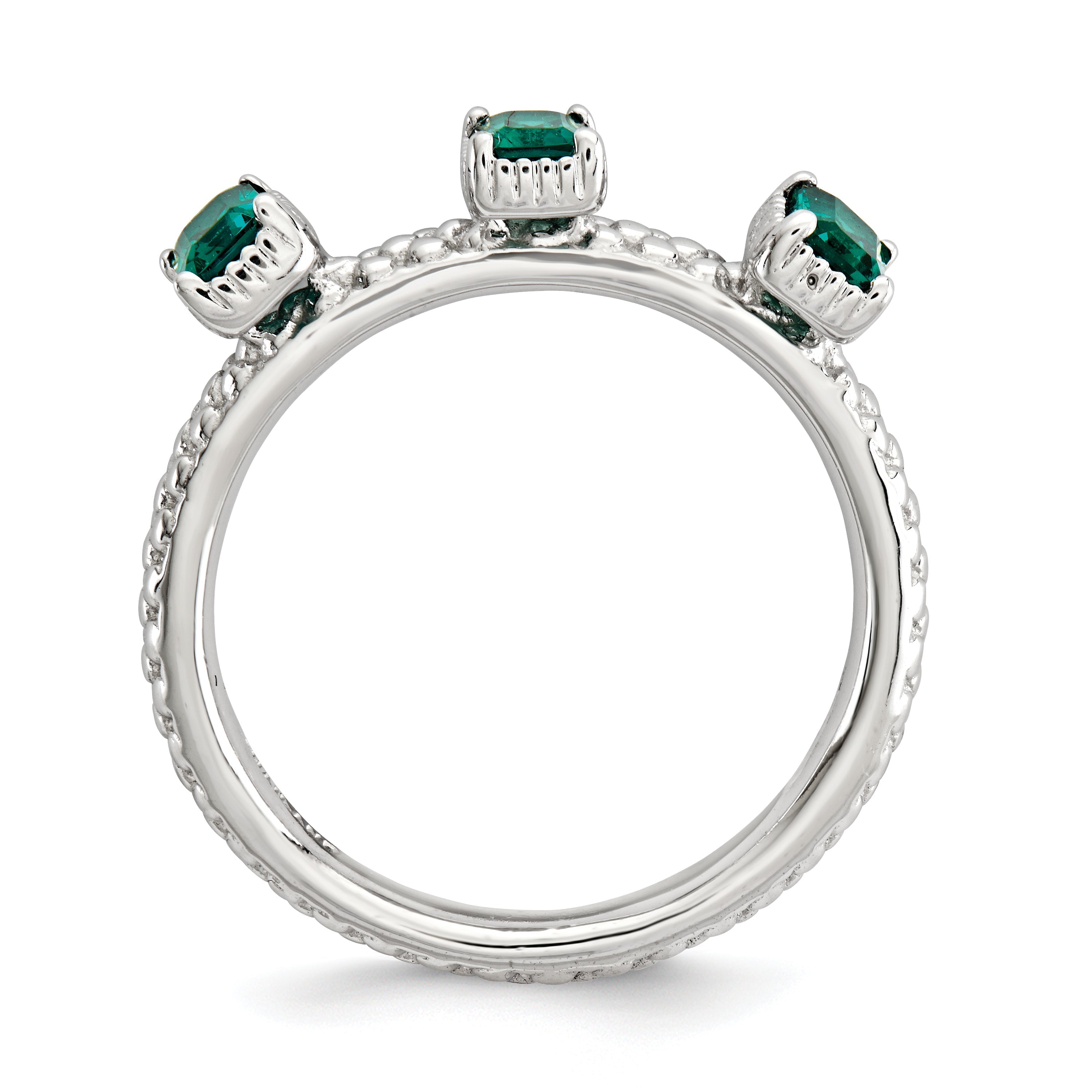 Sterlingsilber Stapelbar Expressions Erzeugt Smaragd Dreistein Ring