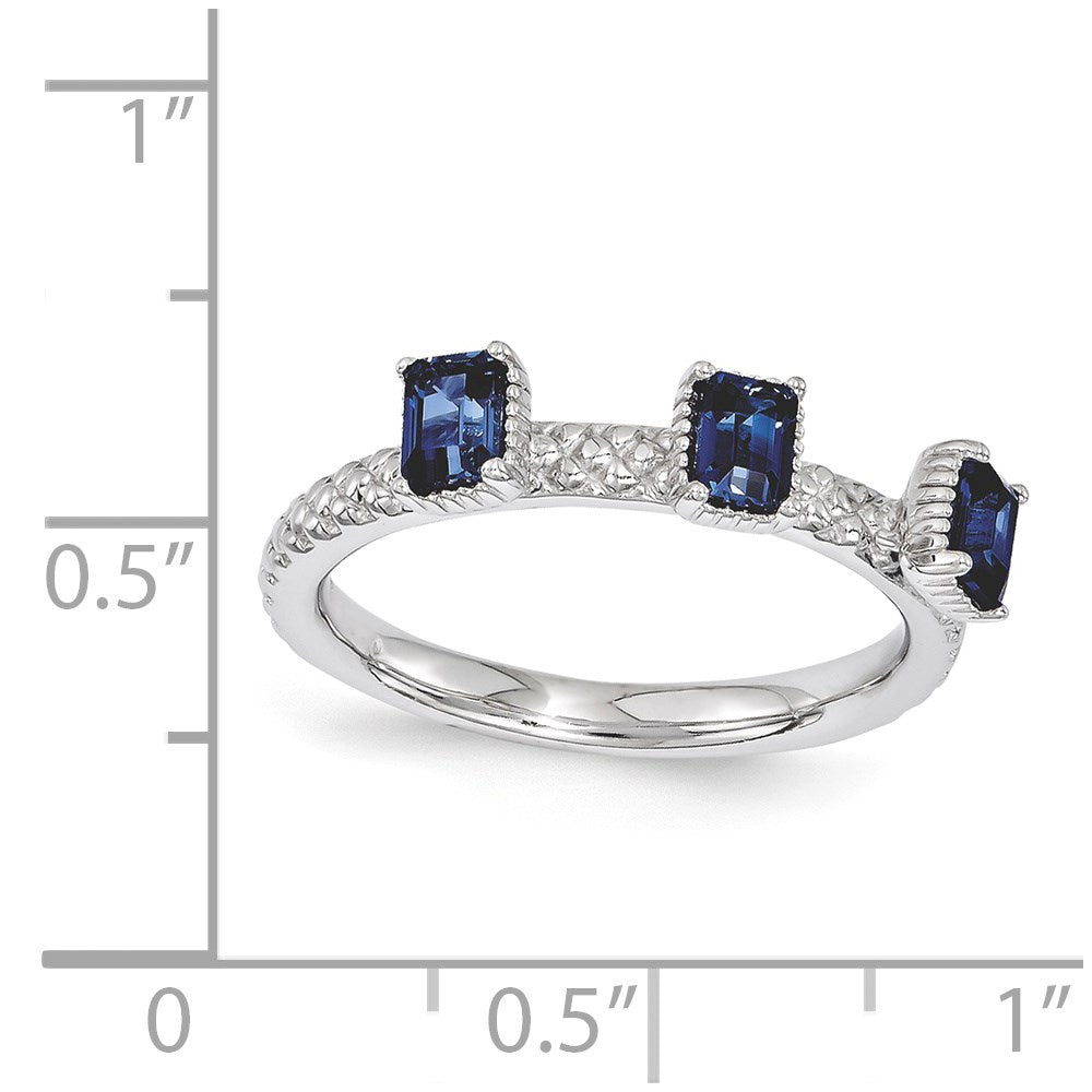 Sterlingsilber Stapelbar Expressions Erzeugt Saphir Dreistein Ring (size 5 Nur)