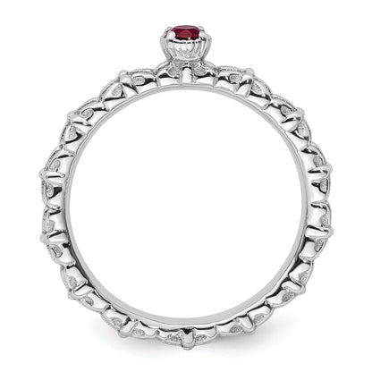 Sterlingsilber Stapelbar Expressions Erzeugt Rubin Einfach Stein Ring