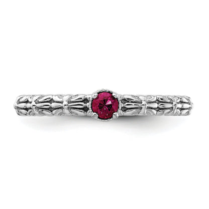 Sterlingsilber Stapelbar Expressions Erzeugt Rubin Einfach Stein Ring