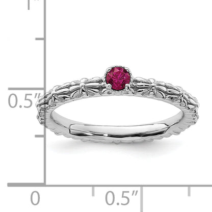 Sterlingsilber Stapelbar Expressions Erzeugt Rubin Einfach Stein Ring