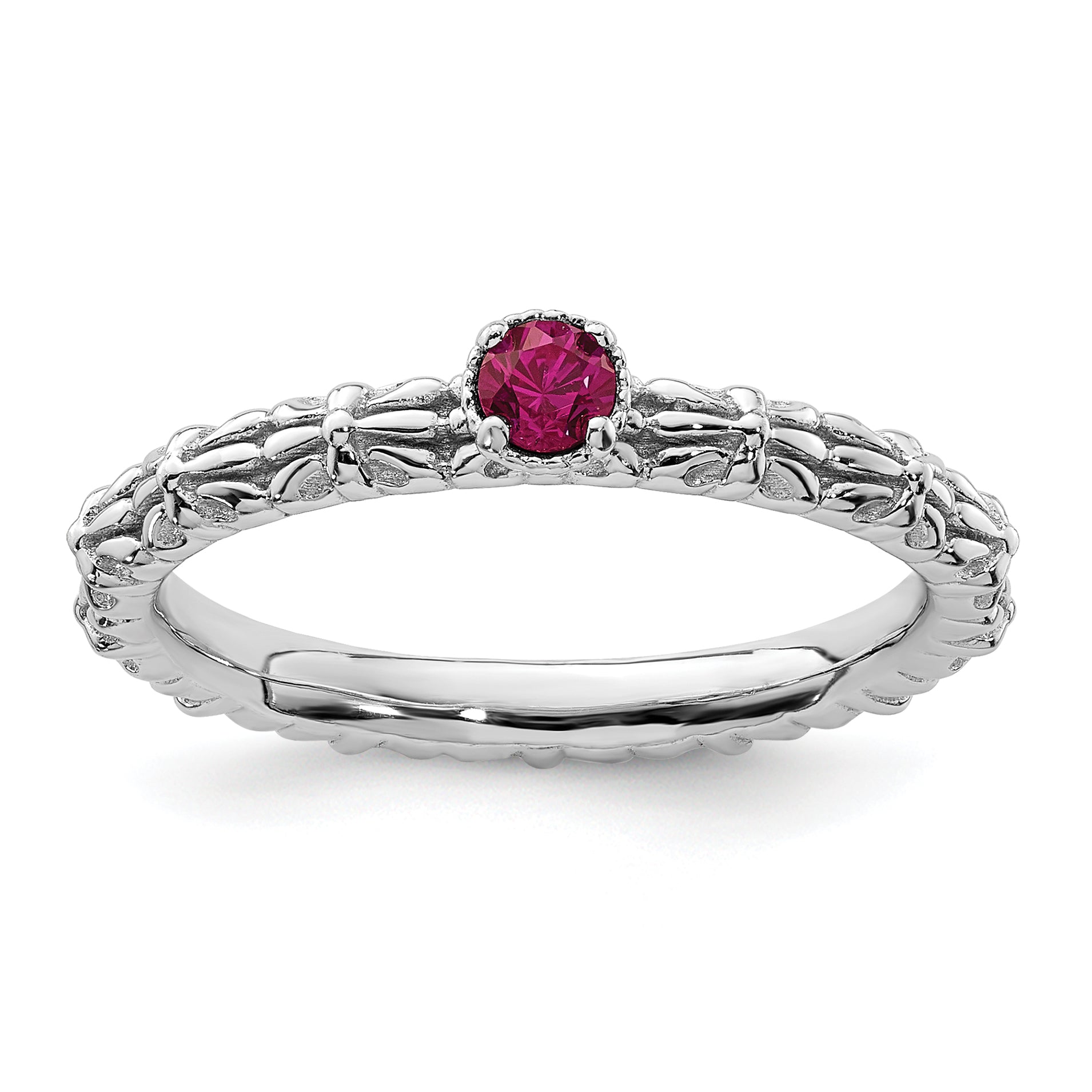 Sterlingsilber Stapelbar Expressions Erzeugt Rubin Einfach Stein Ring