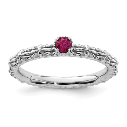 Sterlingsilber Stapelbar Expressions Erzeugt Rubin Einfach Stein Ring