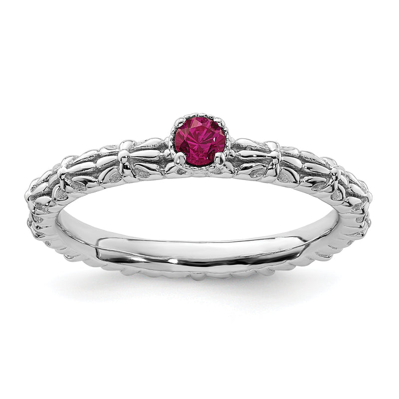 Sterlingsilber Stapelbar Expressions Erzeugt Rubin Einfach Stein Ring