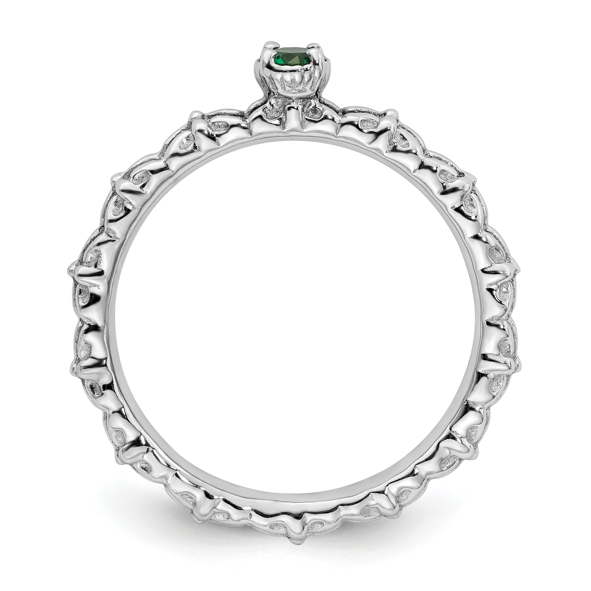 Sterlingsilber Stapelbar Expressions Erzeugt Smaragd Einfach Stein Ring