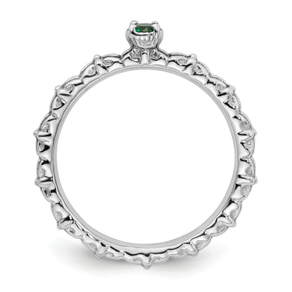 Sterlingsilber Stapelbar Expressions Erzeugt Smaragd Einfach Stein Ring