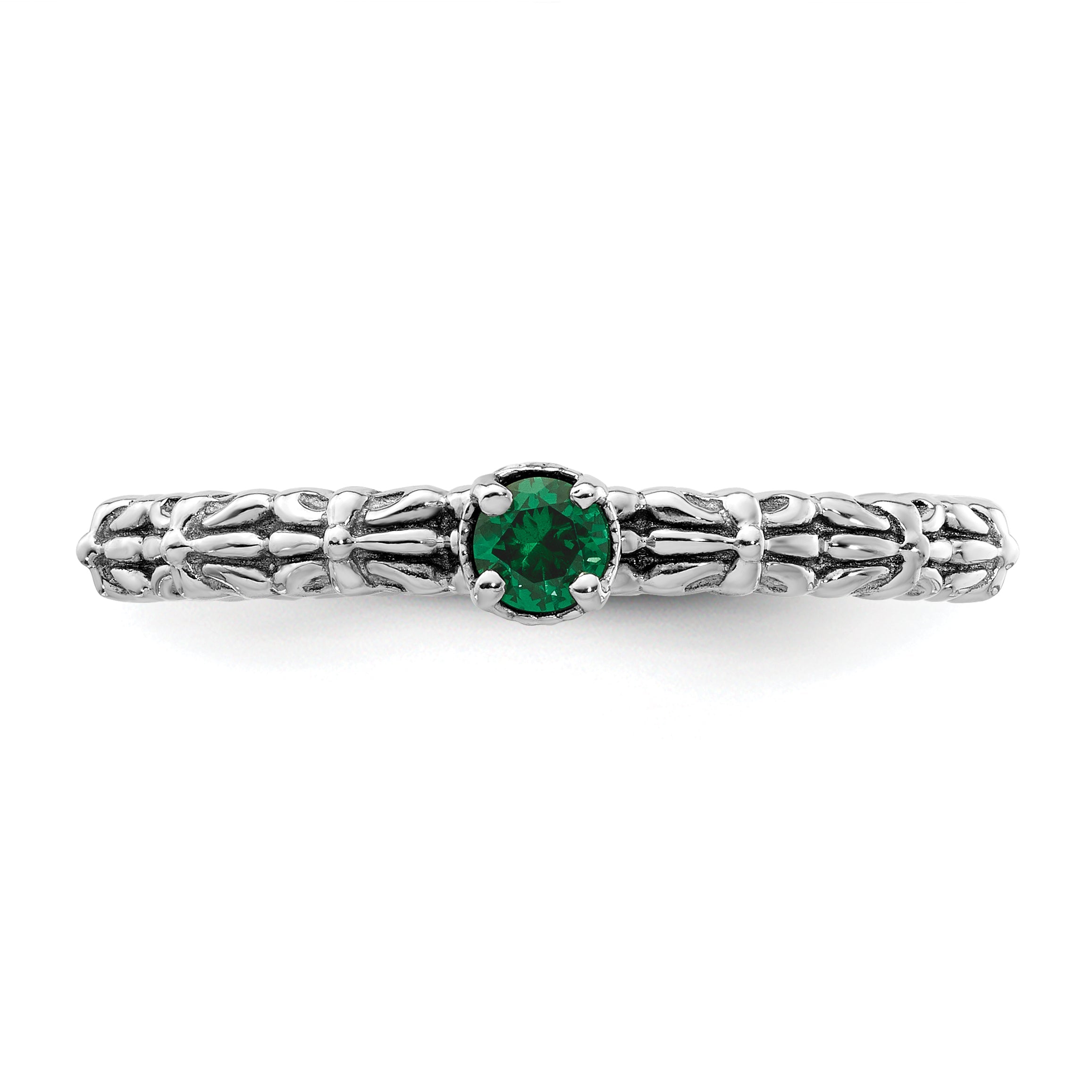 Sterlingsilber Stapelbar Expressions Erzeugt Smaragd Einfach Stein Ring