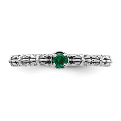 Sterlingsilber Stapelbar Expressions Erzeugt Smaragd Einfach Stein Ring