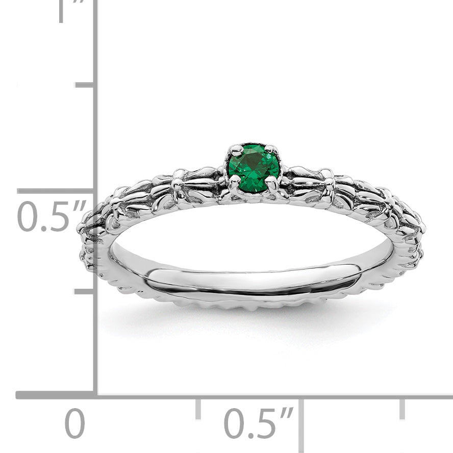 Sterlingsilber Stapelbar Expressions Erzeugt Smaragd Einfach Stein Ring