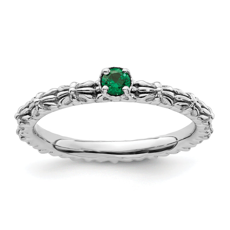 Sterlingsilber Stapelbar Expressions Erzeugt Smaragd Einfach Stein Ring