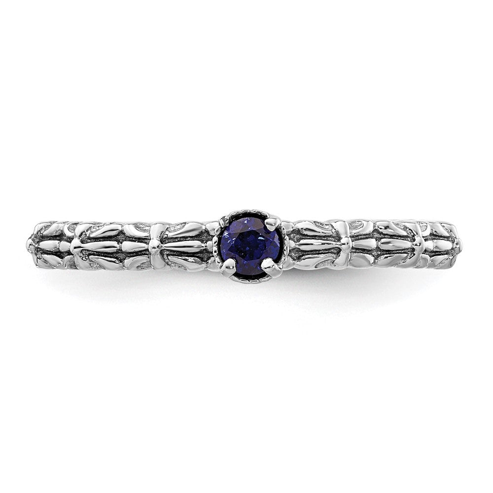 Sterlingsilber Stapelbar Expressions Erzeugt Saphir Einfach Stein Ring