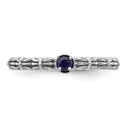 Sterlingsilber Stapelbar Expressions Erzeugt Saphir Einfach Stein Ring
