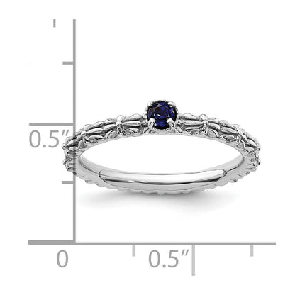 Sterlingsilber Stapelbar Expressions Erzeugt Saphir Einfach Stein Ring
