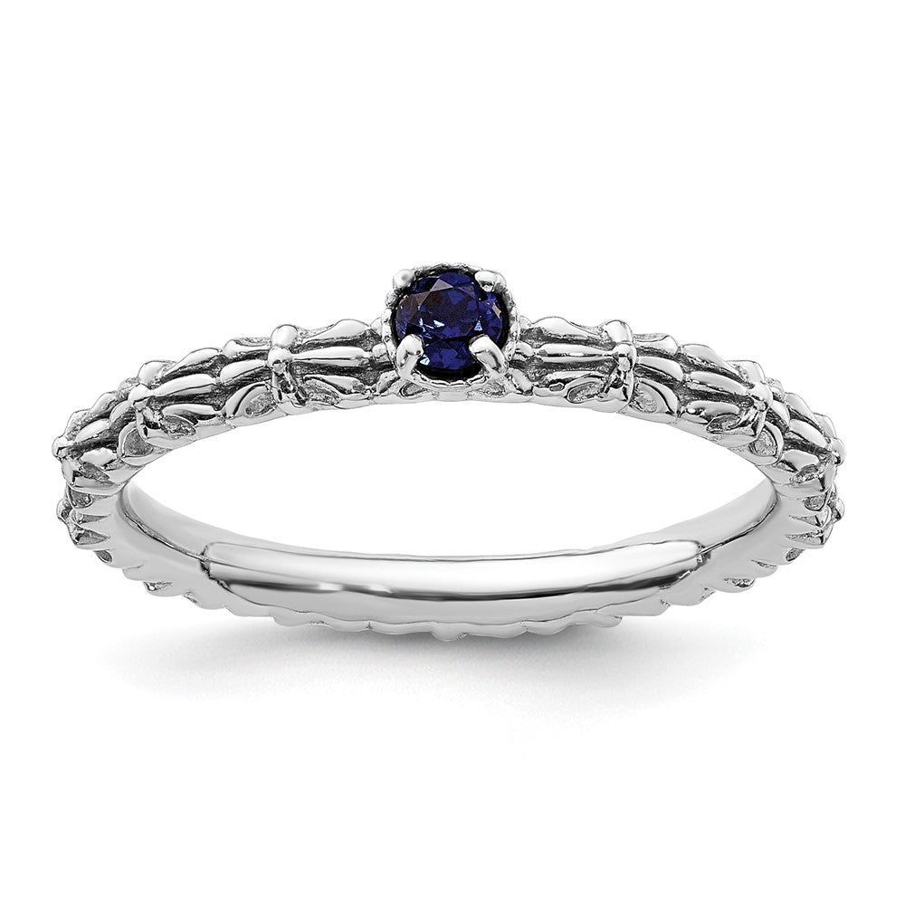 Sterlingsilber Stapelbar Expressions Erzeugt Saphir Einfach Stein Ring