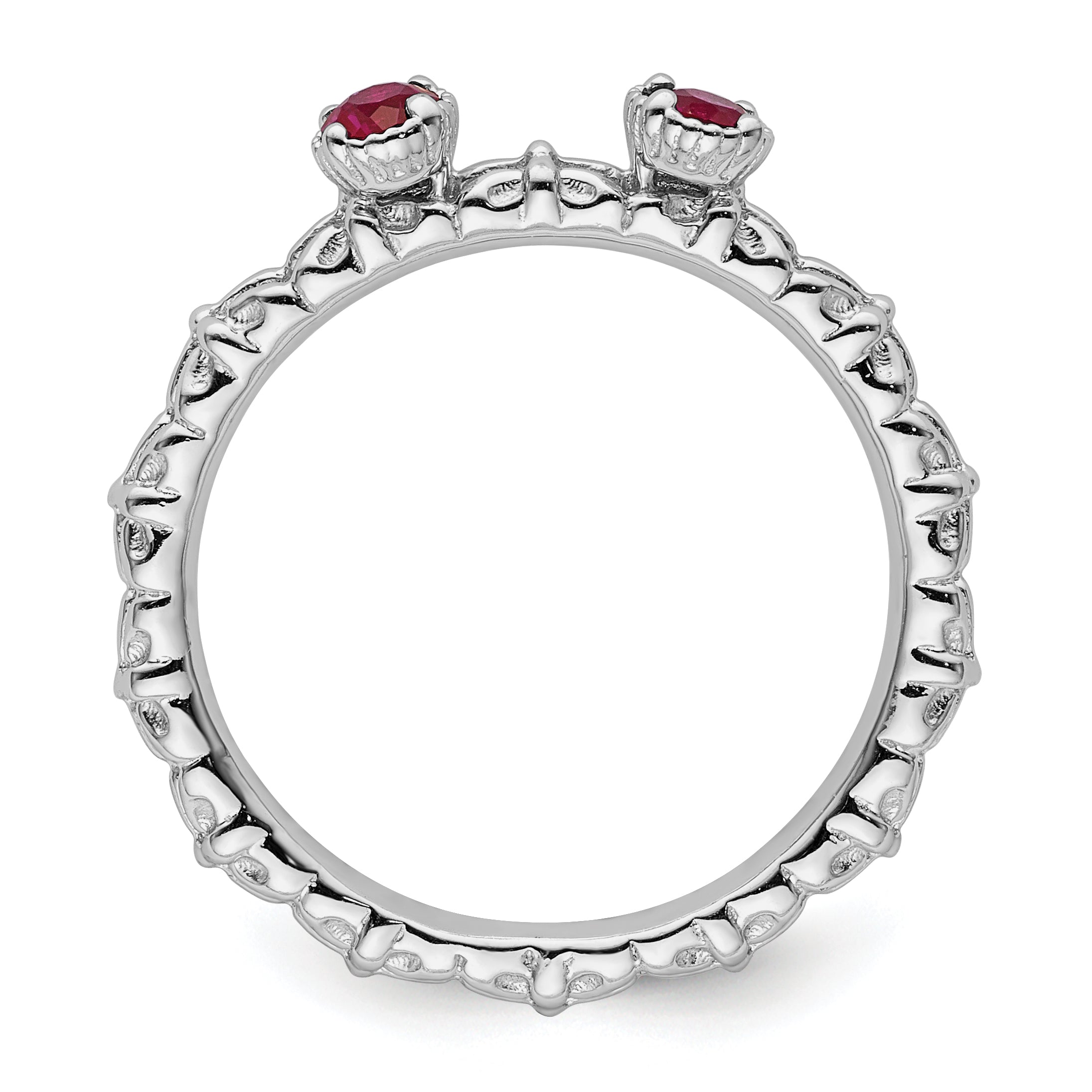 Sterlingsilber Stapelbar Expressions Erzeugt Rubin Zwei Stein Ring