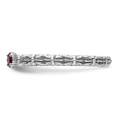Sterlingsilber Stapelbar Expressions Erzeugt Rubin Zwei Stein Ring