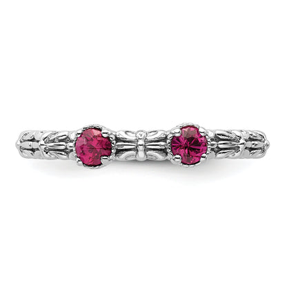 Sterlingsilber Stapelbar Expressions Erzeugt Rubin Zwei Stein Ring