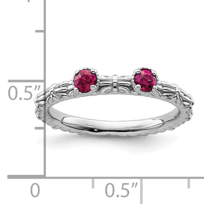 Sterlingsilber Stapelbar Expressions Erzeugt Rubin Zwei Stein Ring