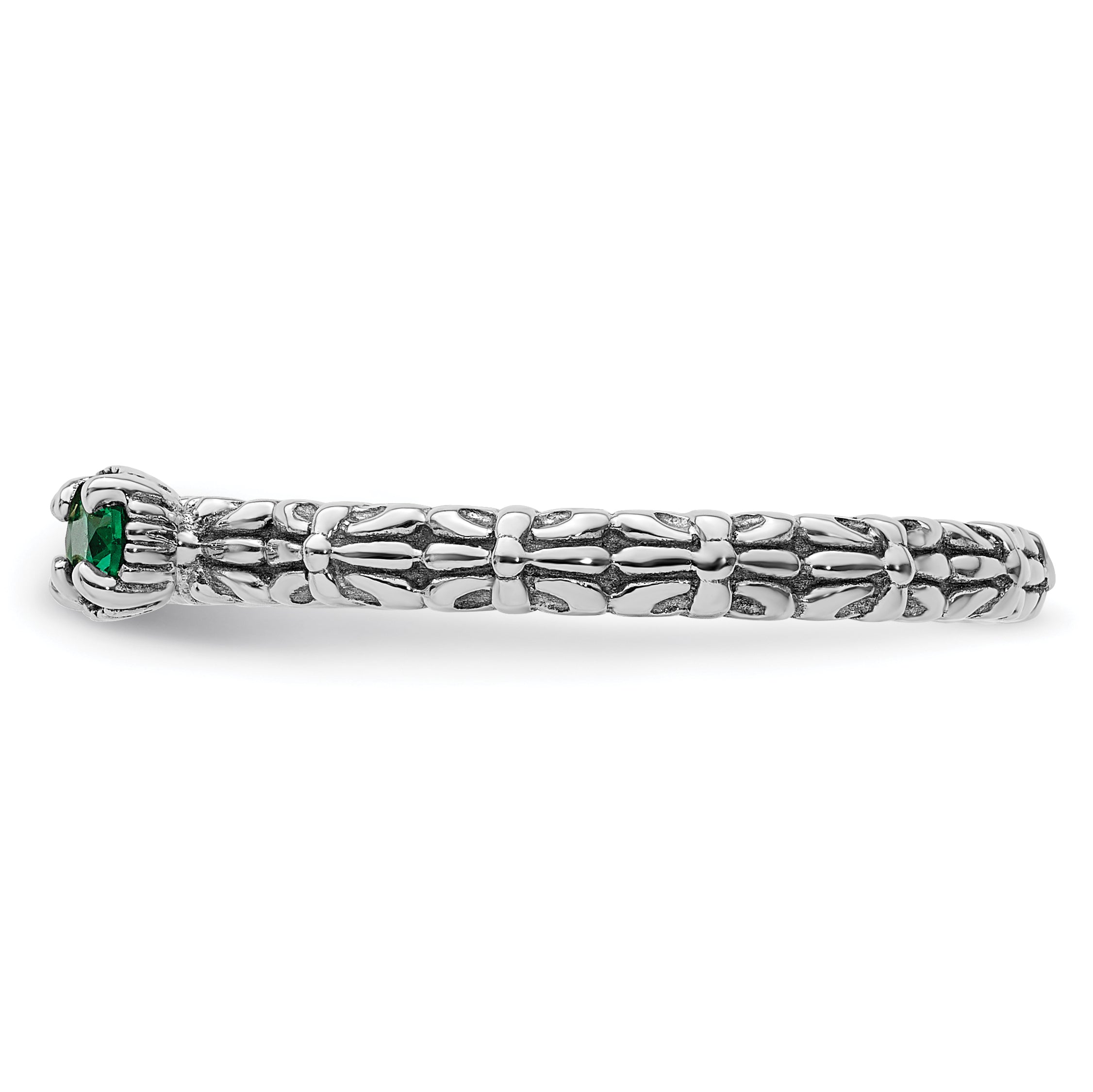 Sterlingsilber Stapelbar Expressions Erzeugt Smaragd Zwei Stein Ring