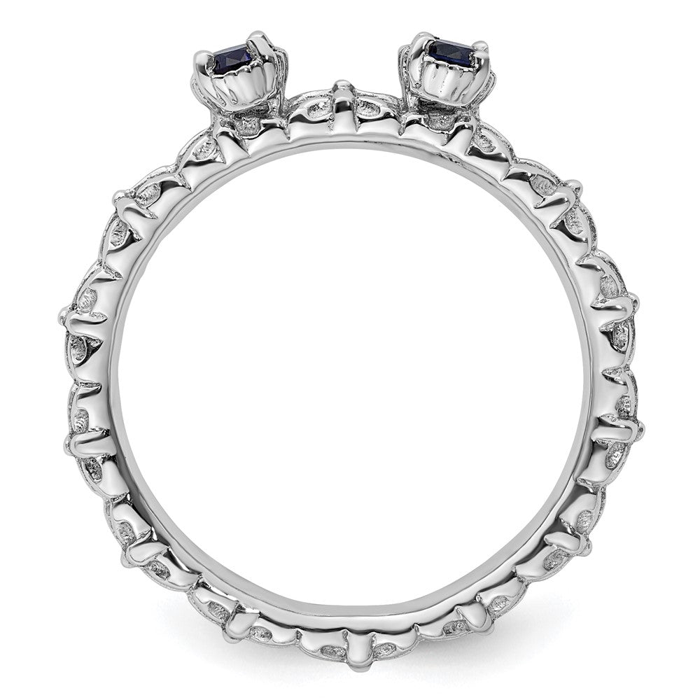 Sterlingsilber Stapelbar Expressions Erzeugt Saphir Zwei Stein Ring