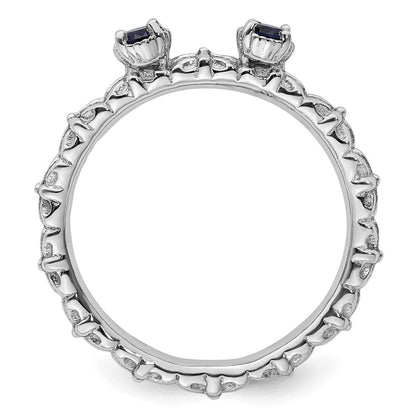Sterlingsilber Stapelbar Expressions Erzeugt Saphir Zwei Stein Ring