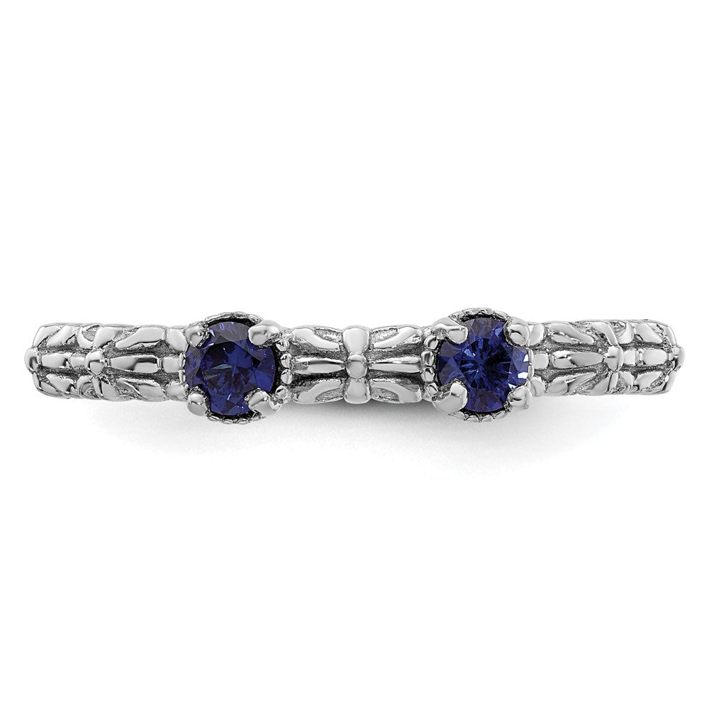 Sterlingsilber Stapelbar Expressions Erzeugt Saphir Zwei Stein Ring