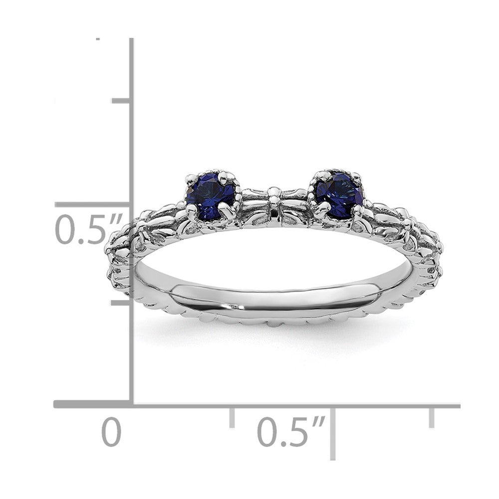 Sterlingsilber Stapelbar Expressions Erzeugt Saphir Zwei Stein Ring