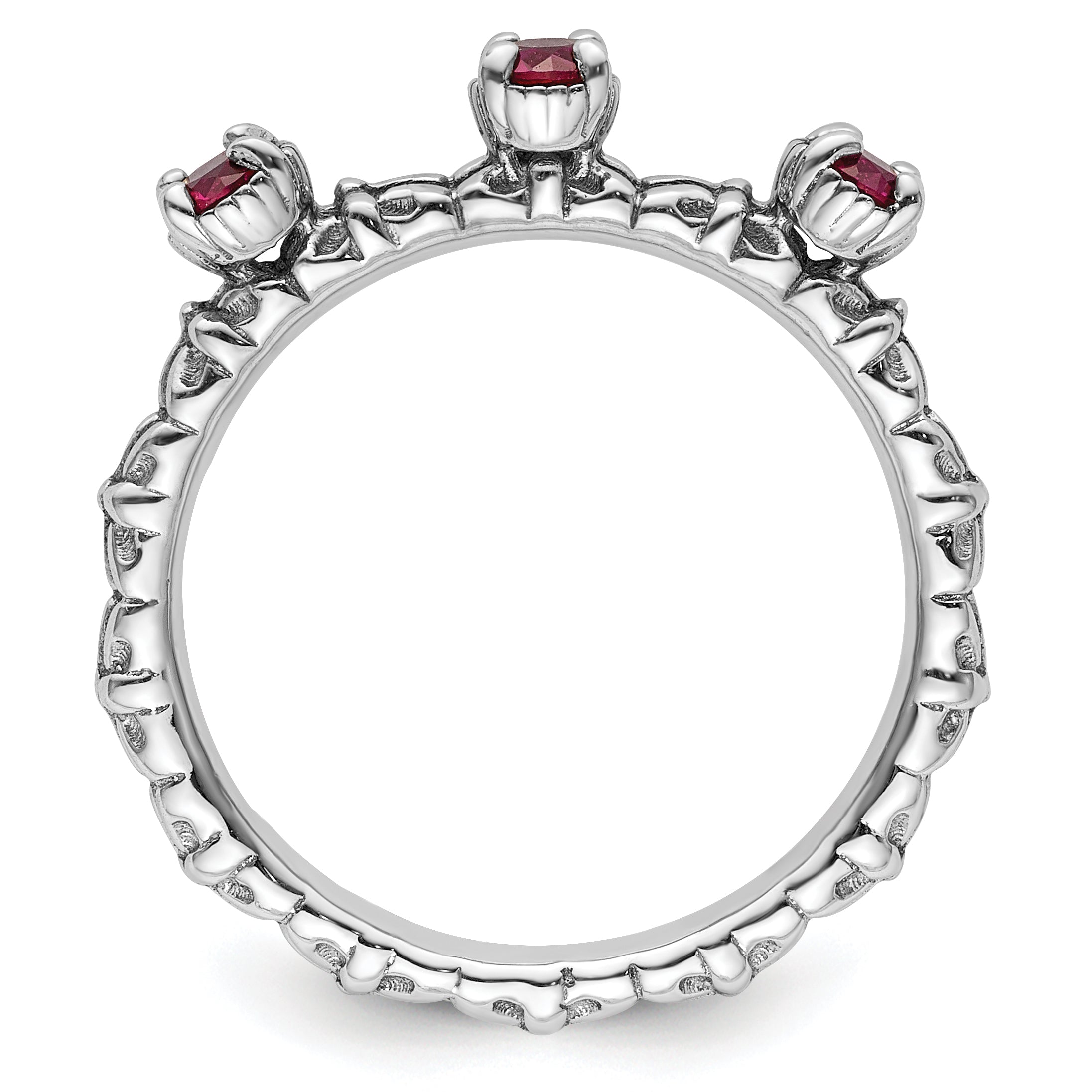 Sterlingsilber Stapelbar Expressions Erzeugt Rubin Dreistein Ring