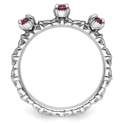 Sterlingsilber Stapelbar Expressions Erzeugt Rubin Dreistein Ring