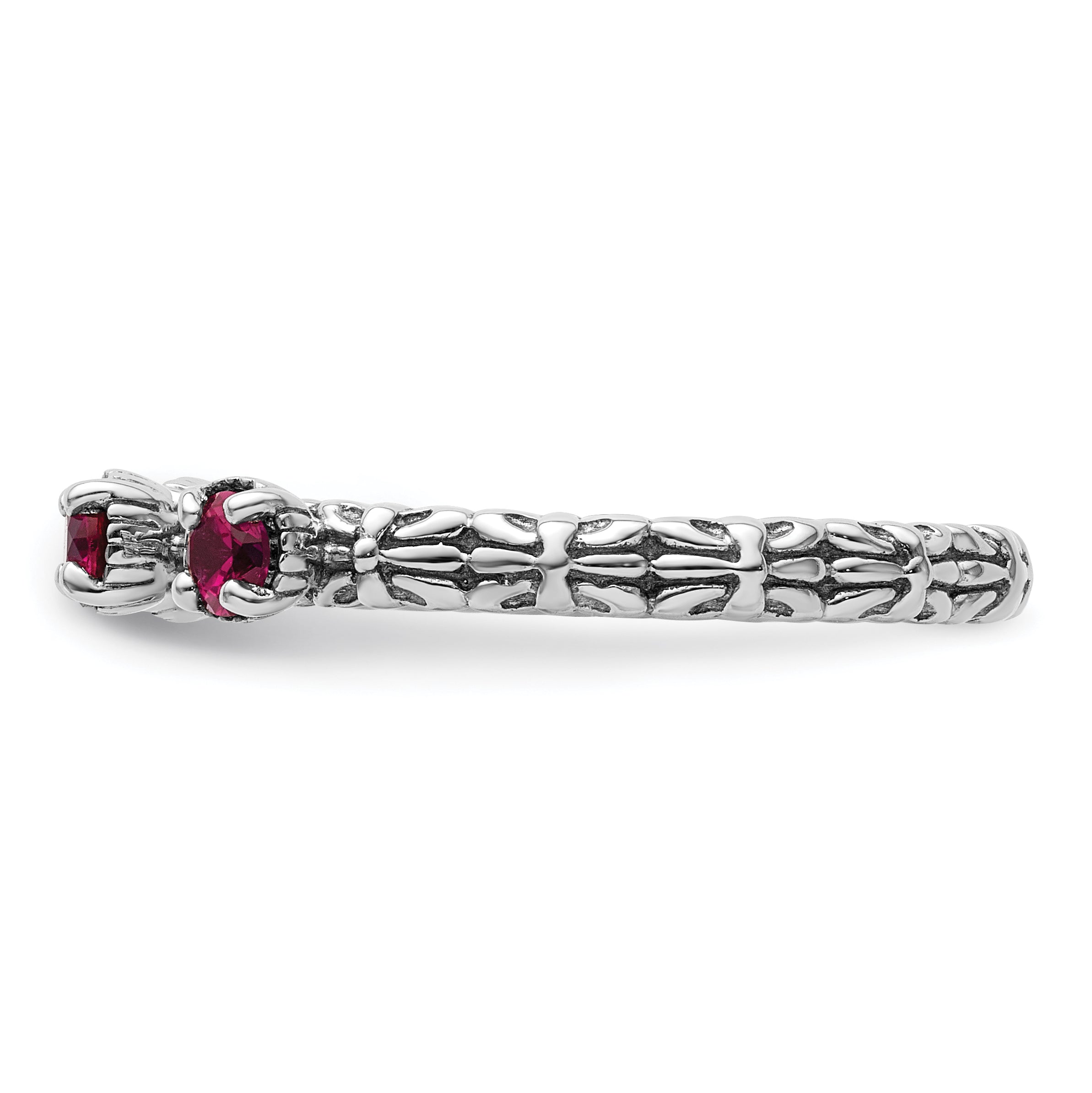 Sterlingsilber Stapelbar Expressions Erzeugt Rubin Dreistein Ring