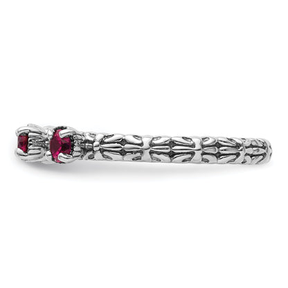 Sterlingsilber Stapelbar Expressions Erzeugt Rubin Dreistein Ring