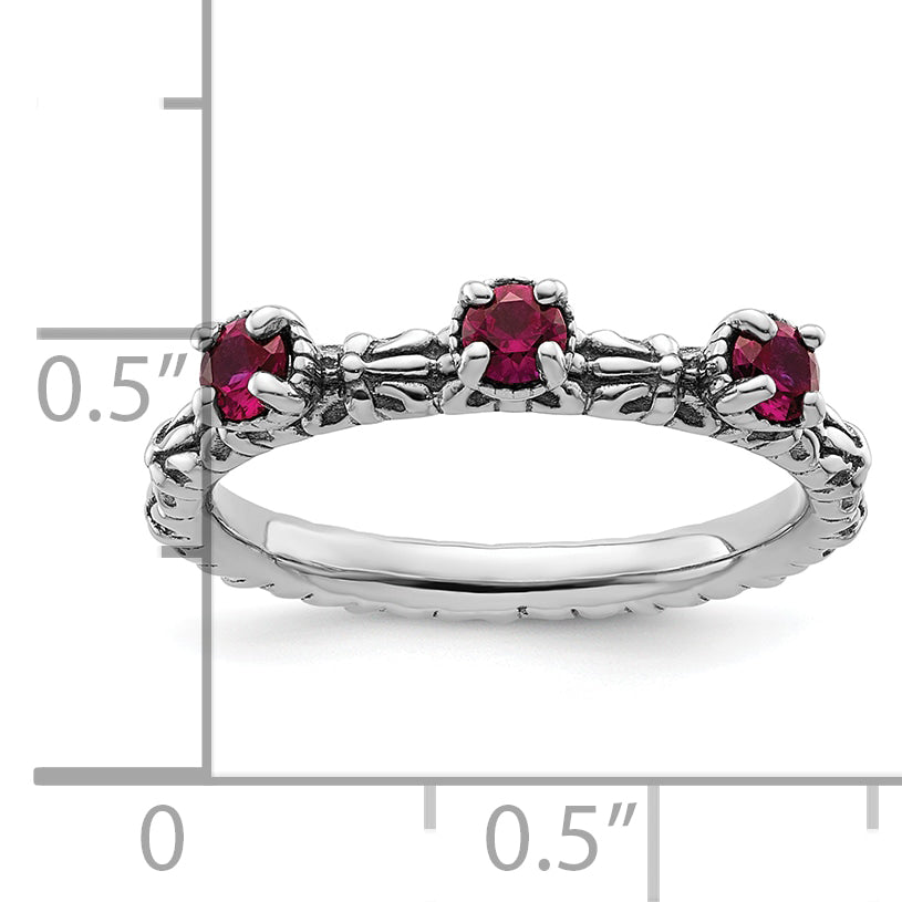 Sterlingsilber Stapelbar Expressions Erzeugt Rubin Dreistein Ring