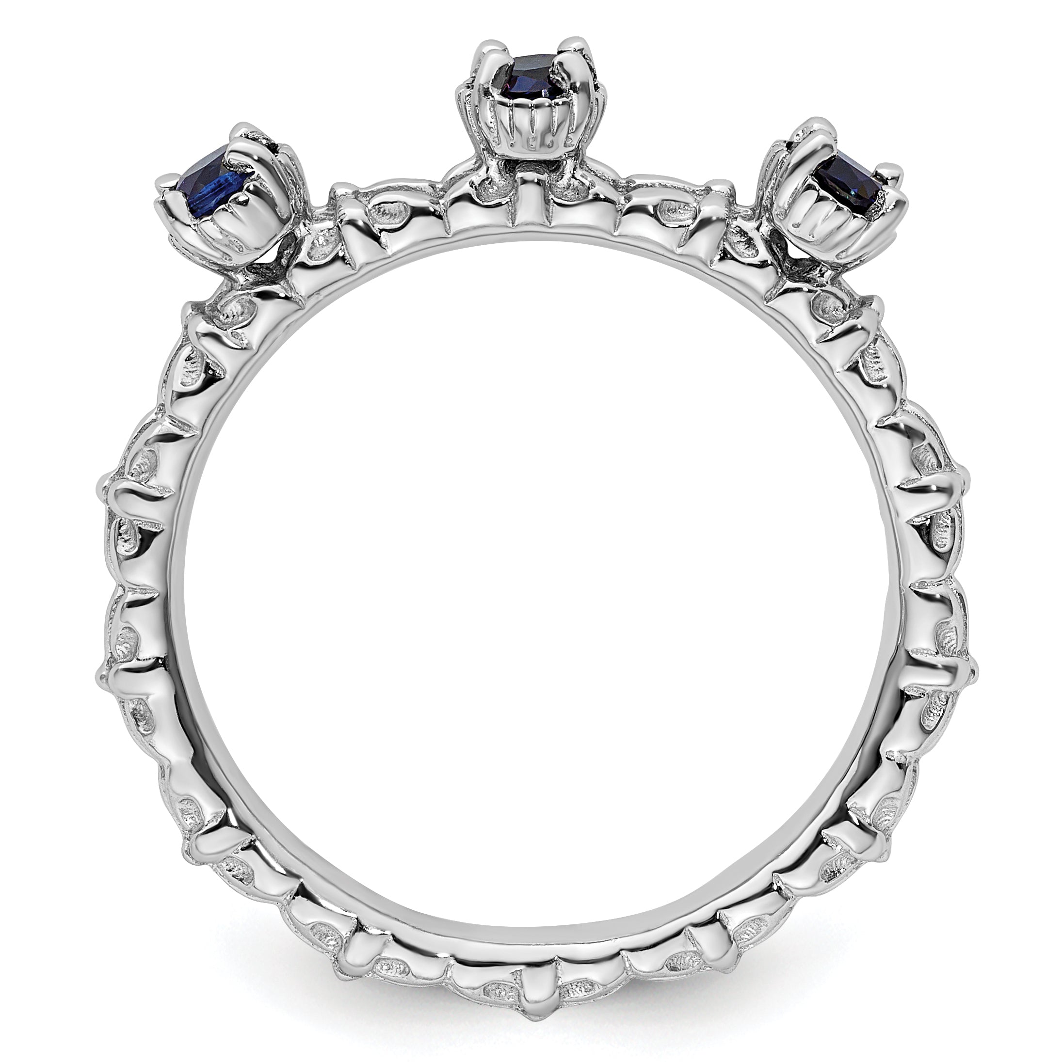 Sterlingsilber Stapelbar Expressions Erzeugt Saphir Dreistein Ring