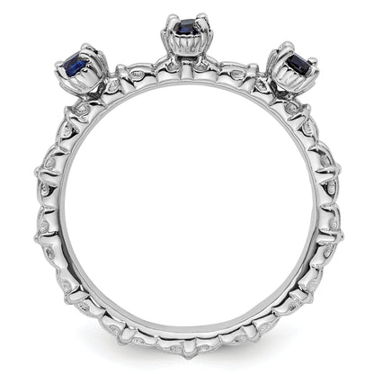 Sterlingsilber Stapelbar Expressions Erzeugt Saphir Dreistein Ring