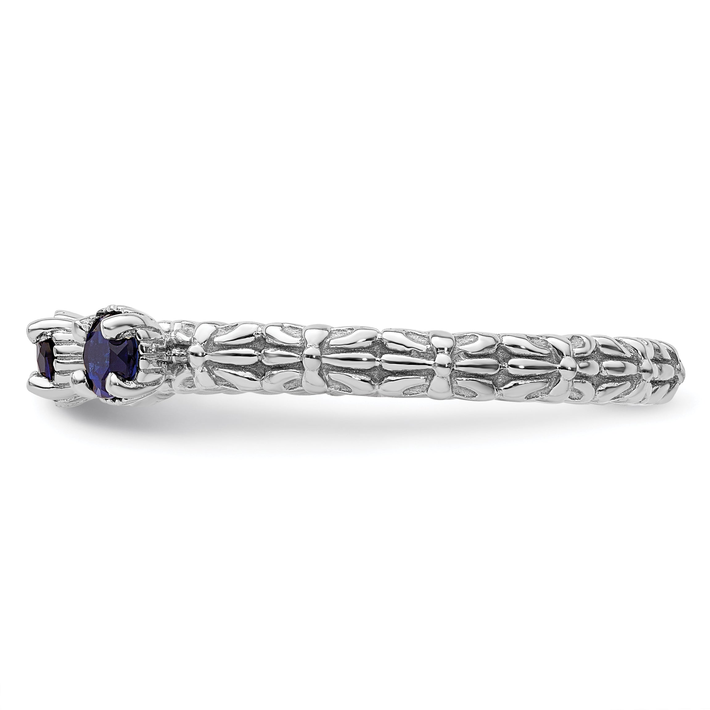 Sterlingsilber Stapelbar Expressions Erzeugt Saphir Dreistein Ring