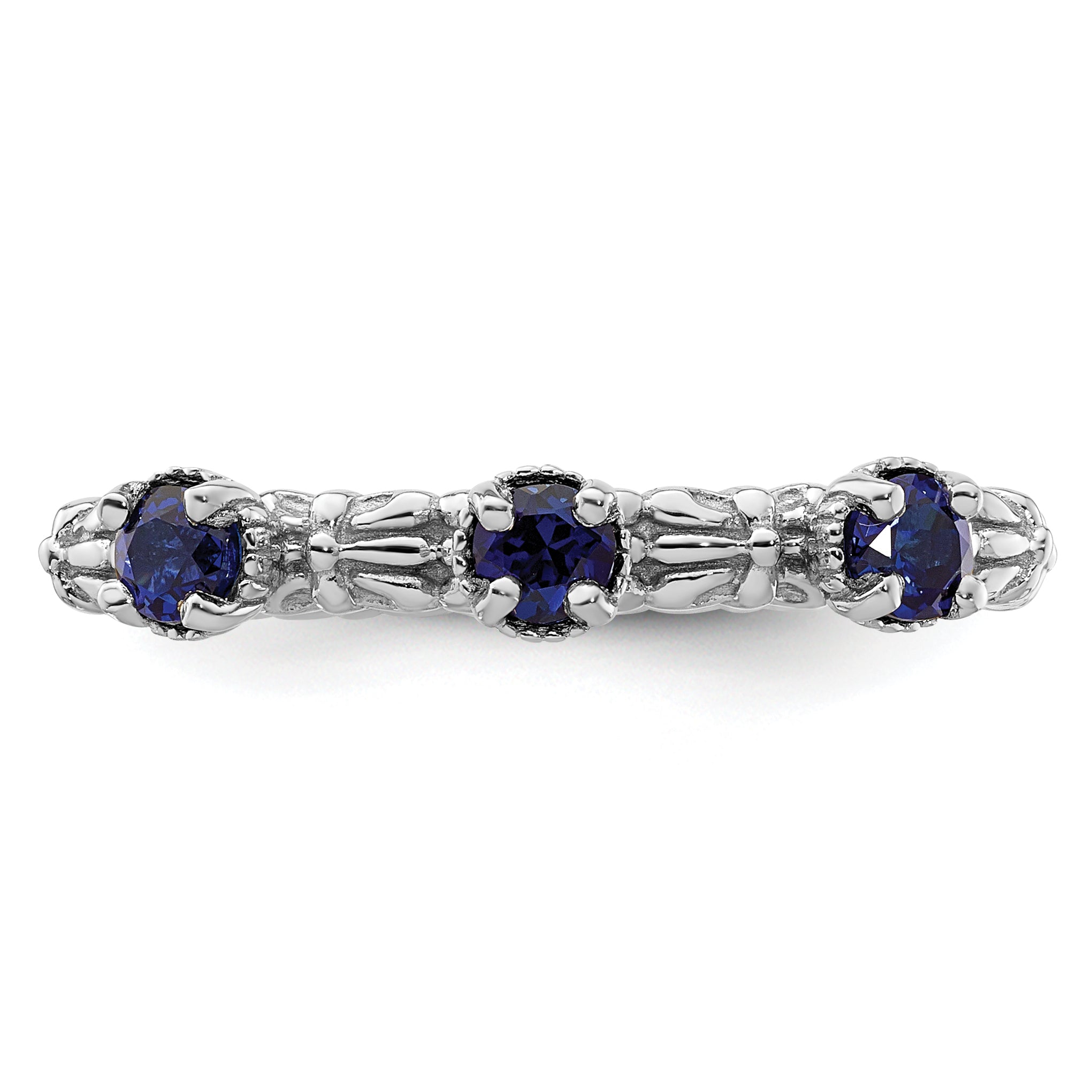 Sterlingsilber Stapelbar Expressions Erzeugt Saphir Dreistein Ring