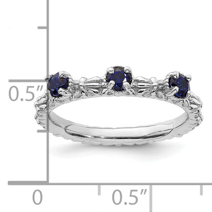 Sterlingsilber Stapelbar Expressions Erzeugt Saphir Dreistein Ring