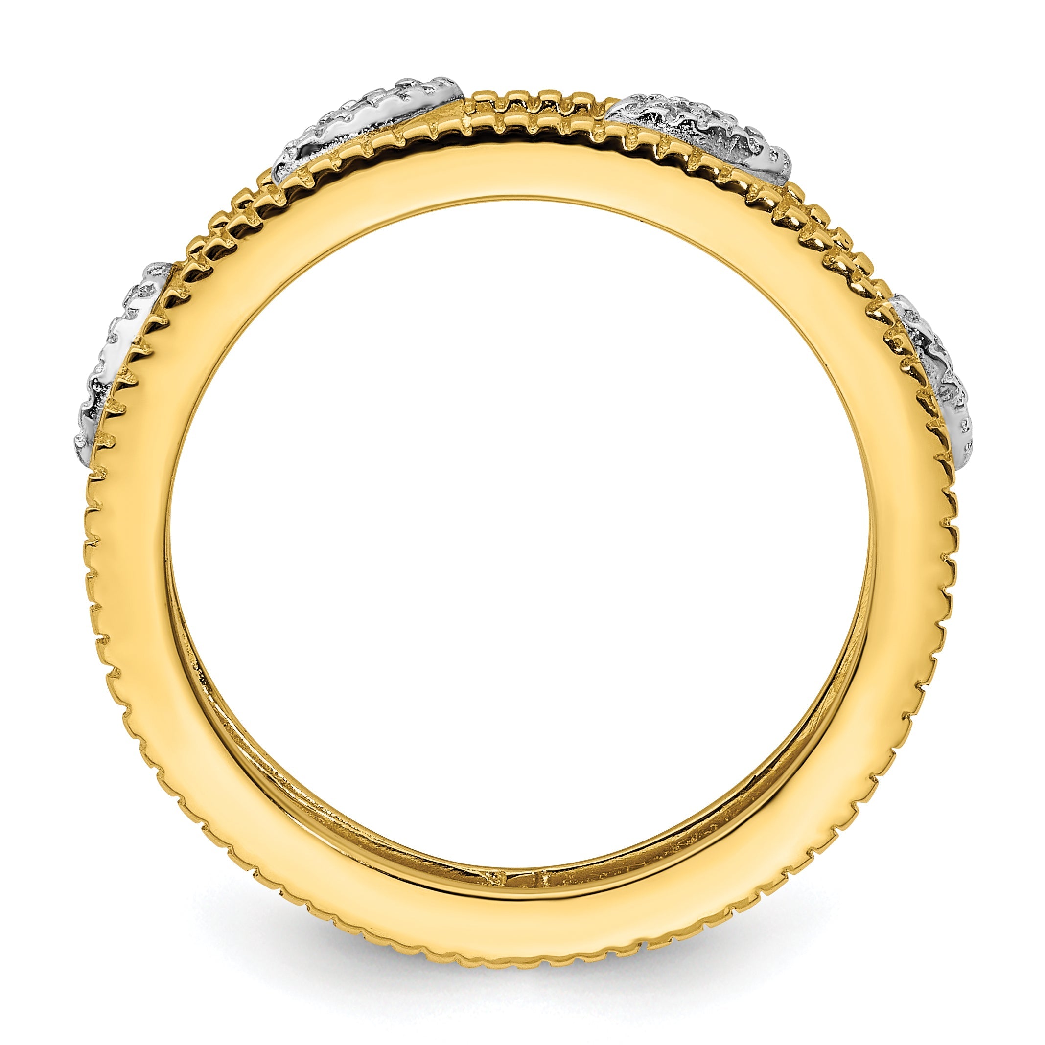 Sterlingsilber Stapelbar Expressions Vergoldet Diamant Jacke Ring